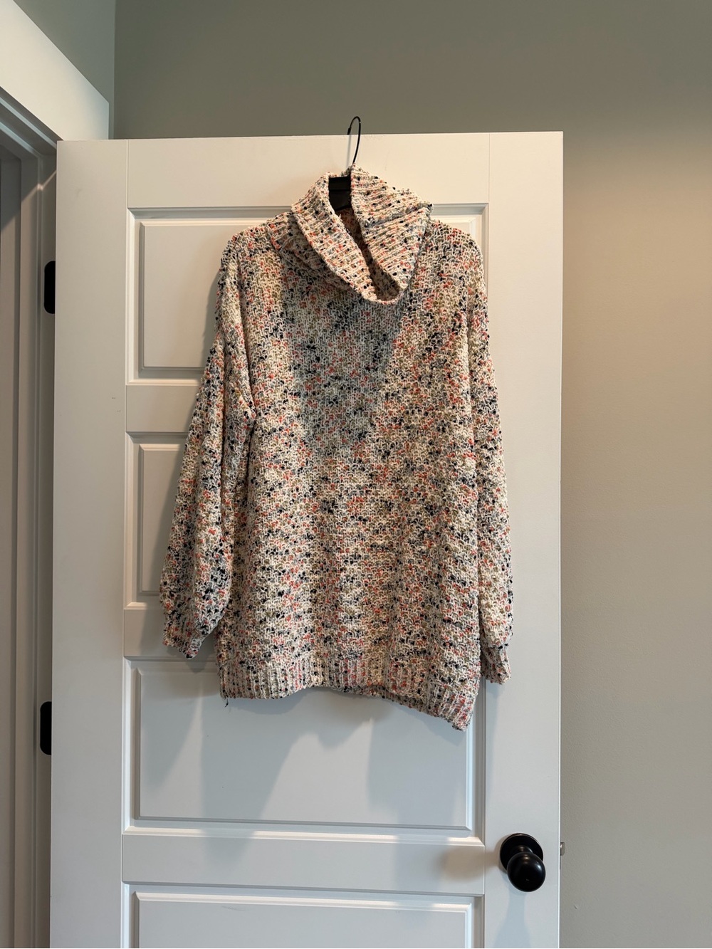 moon & madison Cream Multicolor Speckled Cowl Neck Sweater